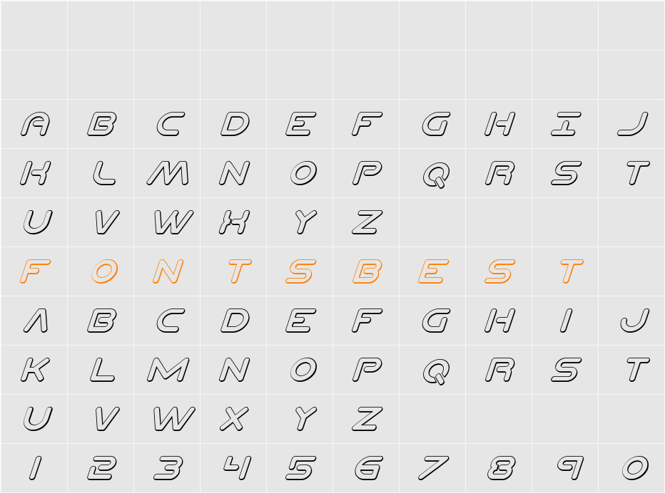Planet N Compact 3D Italic Character Map