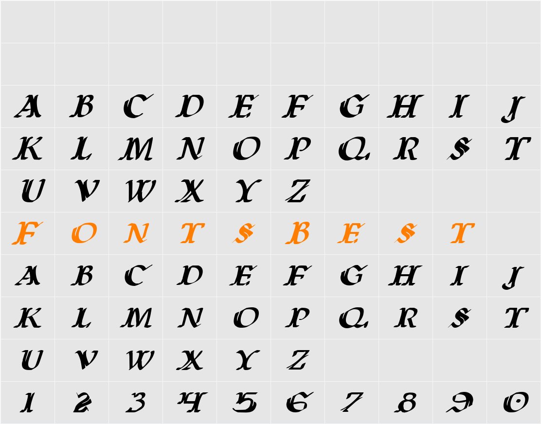 Wars of Asgard Italic Character Map