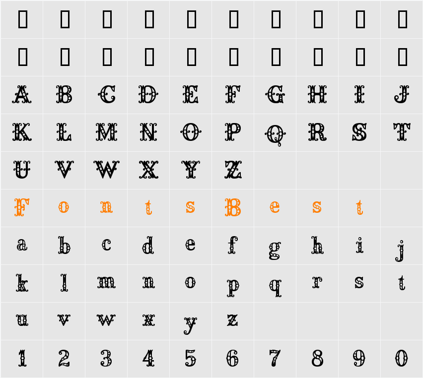 Saddlery Fill Character Map