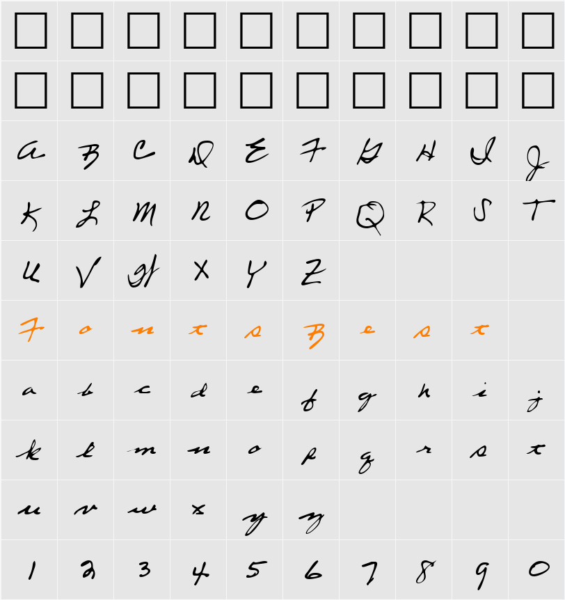 LEHN053 Character Map