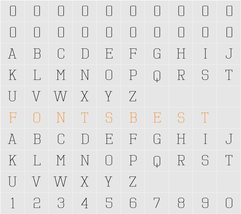 Octin Sports Lt Character Map