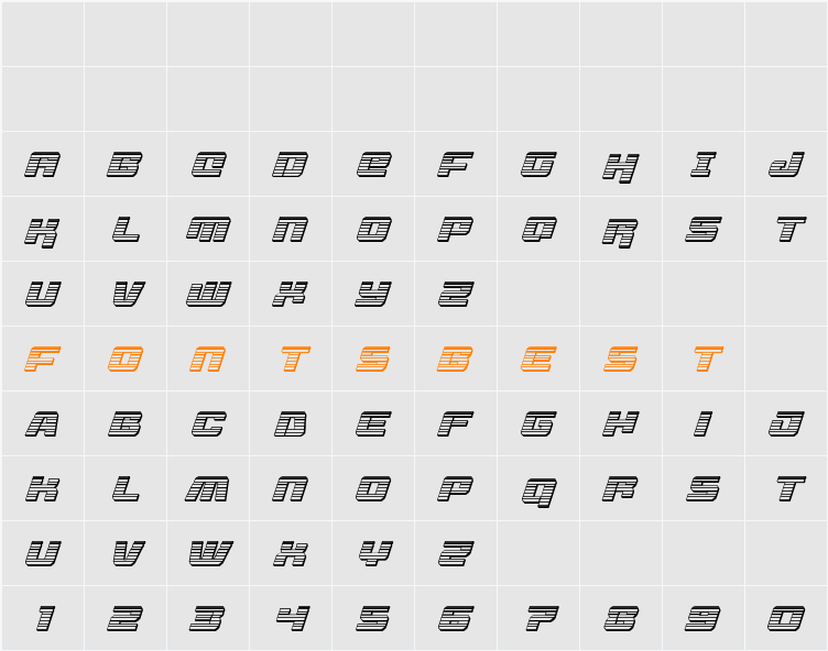 Livewired Chrome Italic Character Map