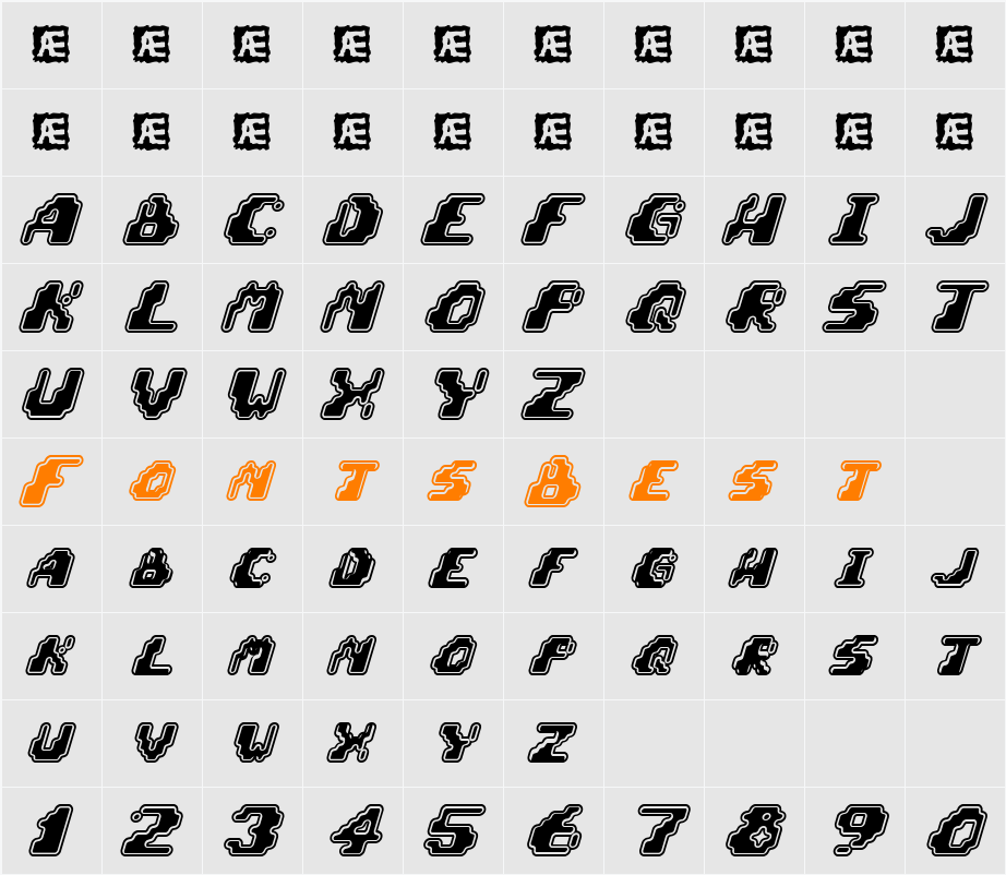 Zero Velocity BRK Character Map