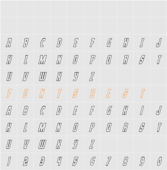 Prowler Outline Italic Character Map