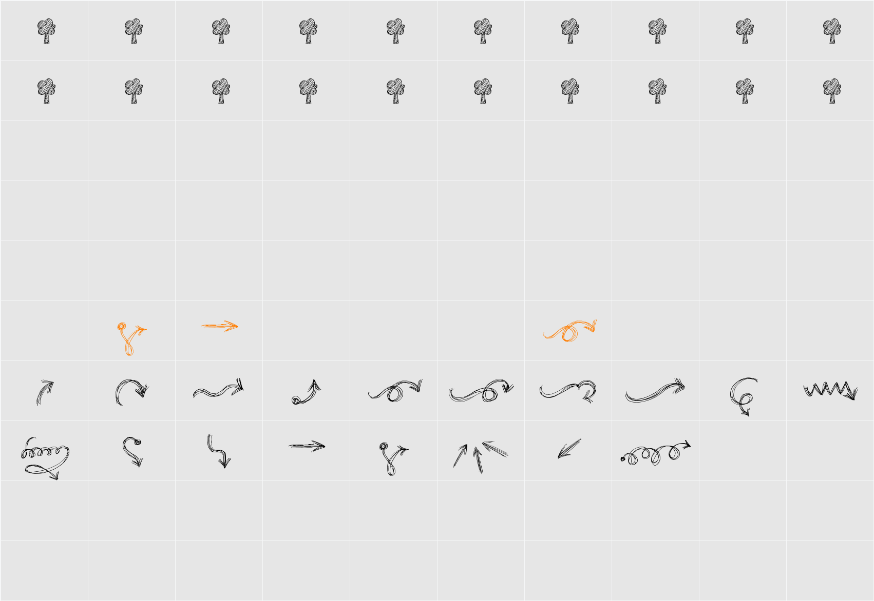 go around the books - arrows Character Map