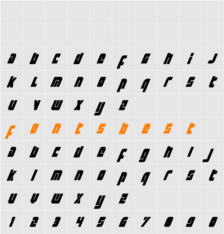 Exoplanet Condensed Italic Character Map