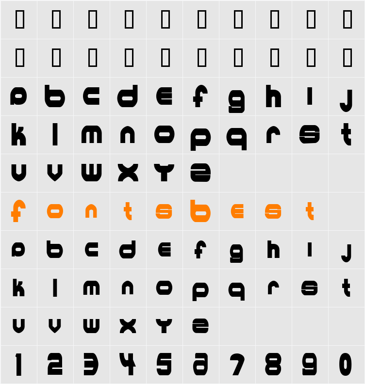 MKUltraCondensed Character Map