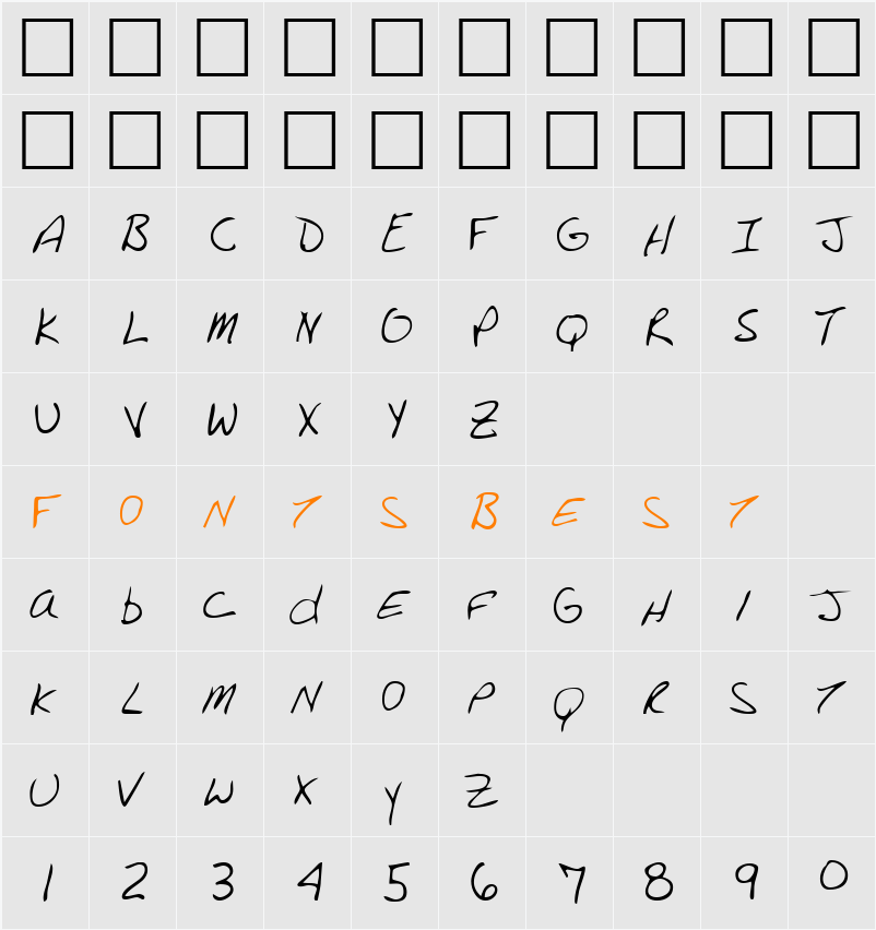 LEHN130 Character Map