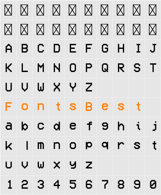 VCR OSD Mono Character Map