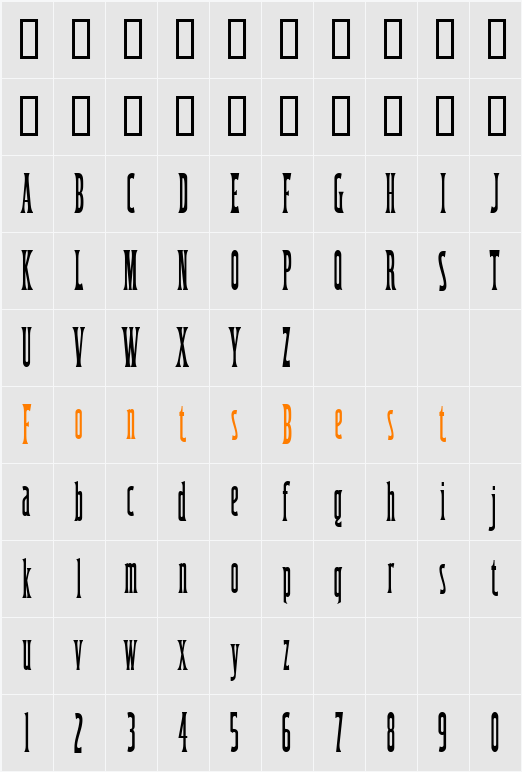 LagunaMadreWBW Character Map