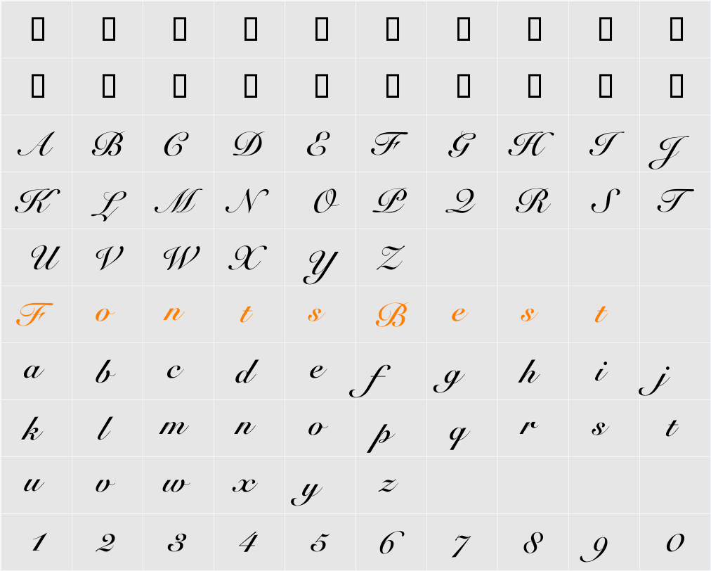 Simmissa Character Map