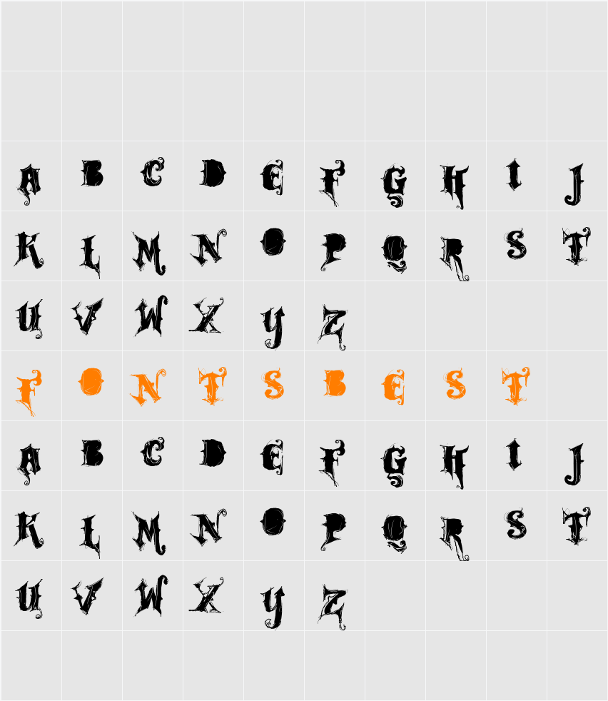 VTKS ROCK GARAGE BAND Character Map