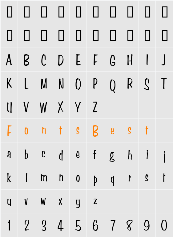 StimpsonCondensed Character Map