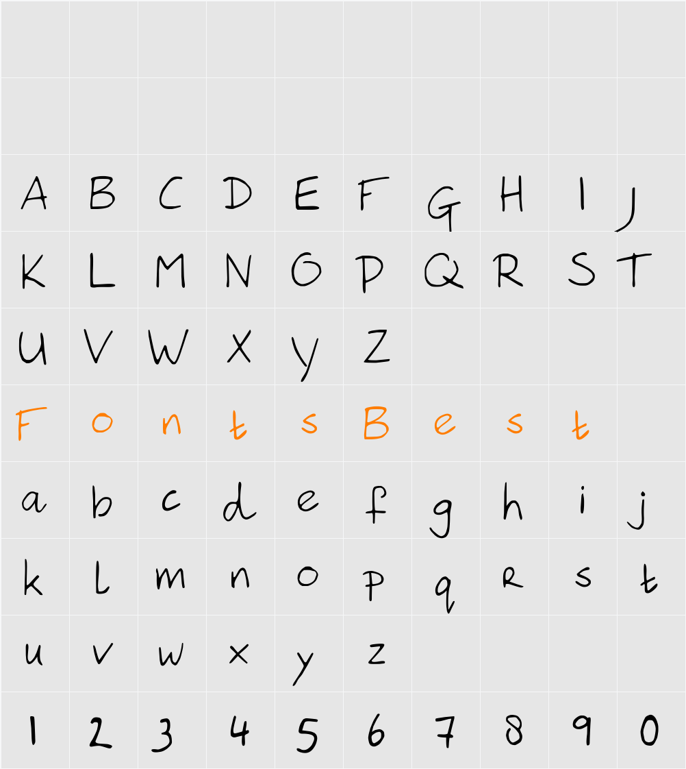 Hanoded Hand Character Map