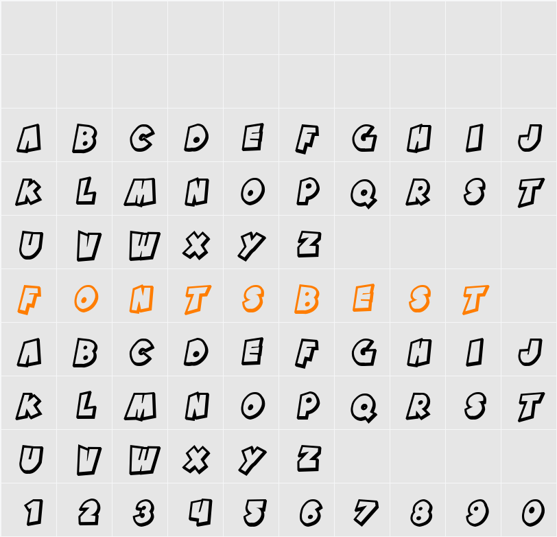 SF Pale Bottom Shaded Character Map