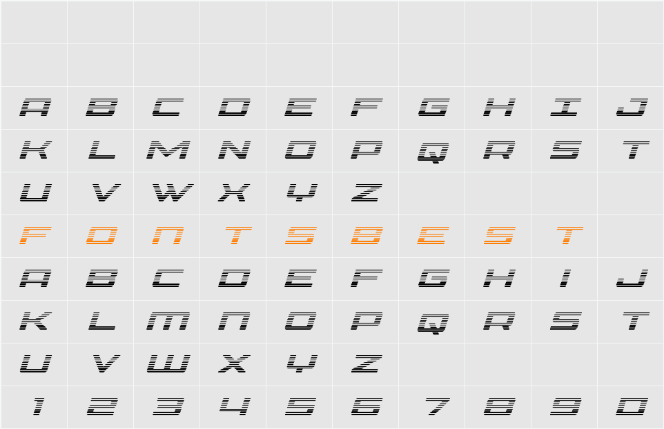 Phoenicia Gradient Italic Character Map