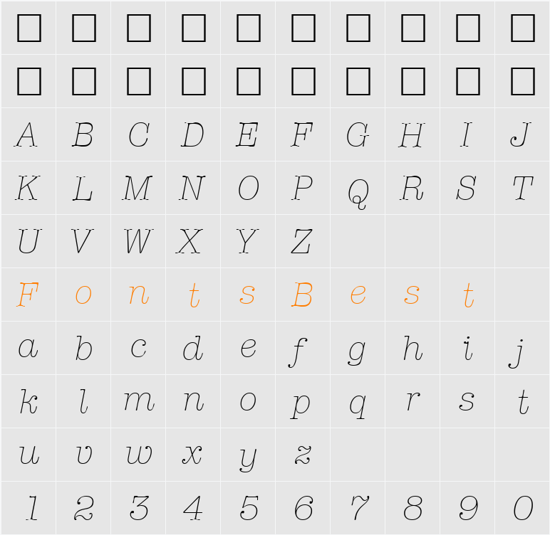 TypewriterL Character Map