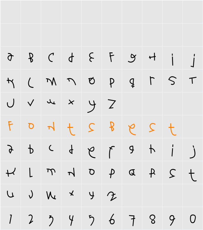 Fontbardeo Character Map