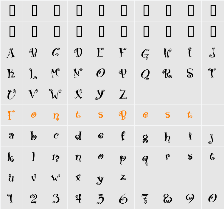 Boingo Character Map