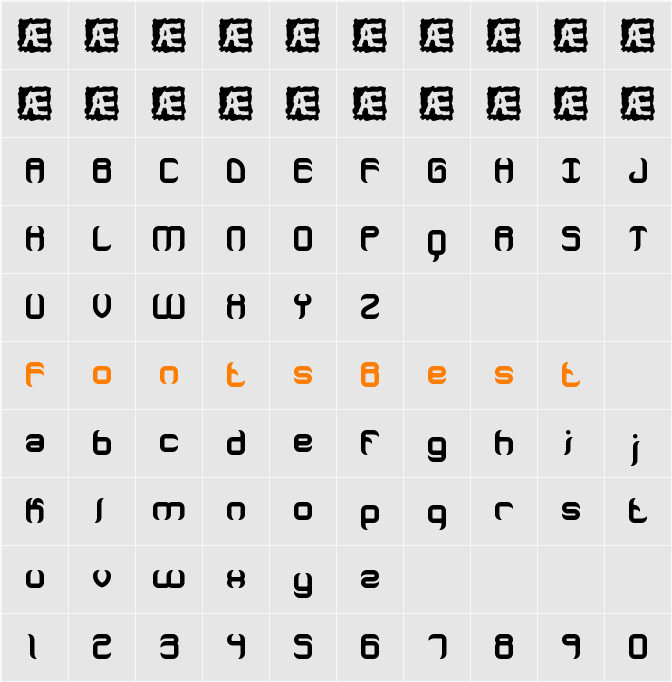 Jeopardize Thick BRK Character Map
