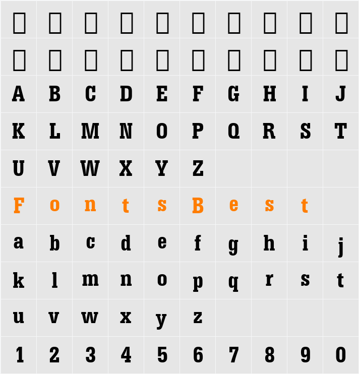 Serifa BdCn BT Character Map