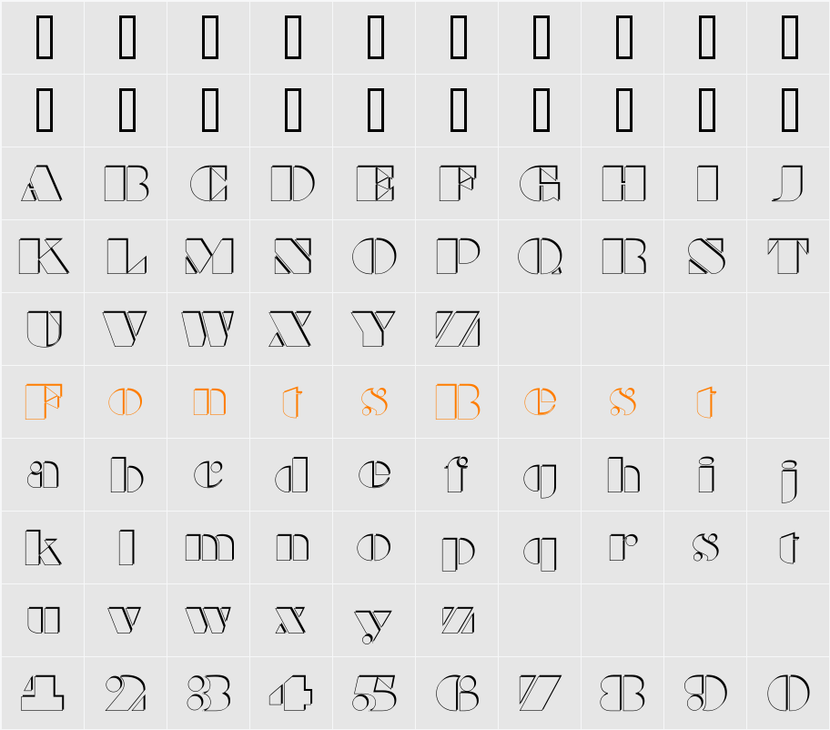 a_BraggaOtlSh Character Map