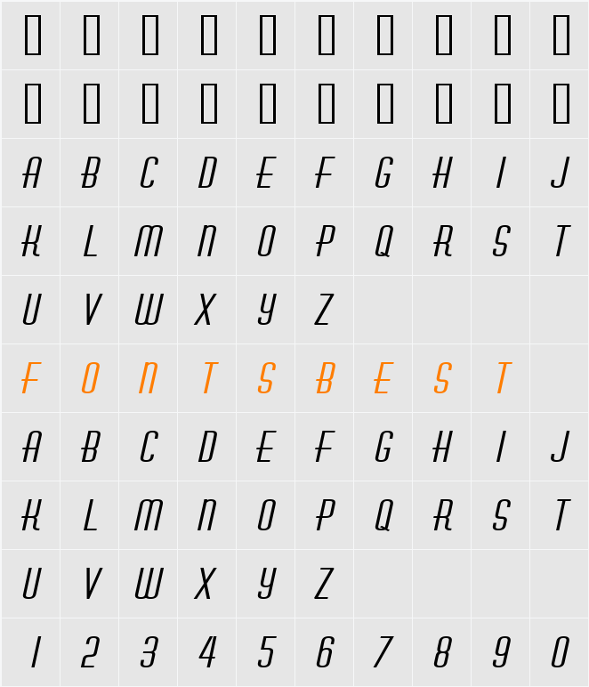 Hustle Extended Character Map