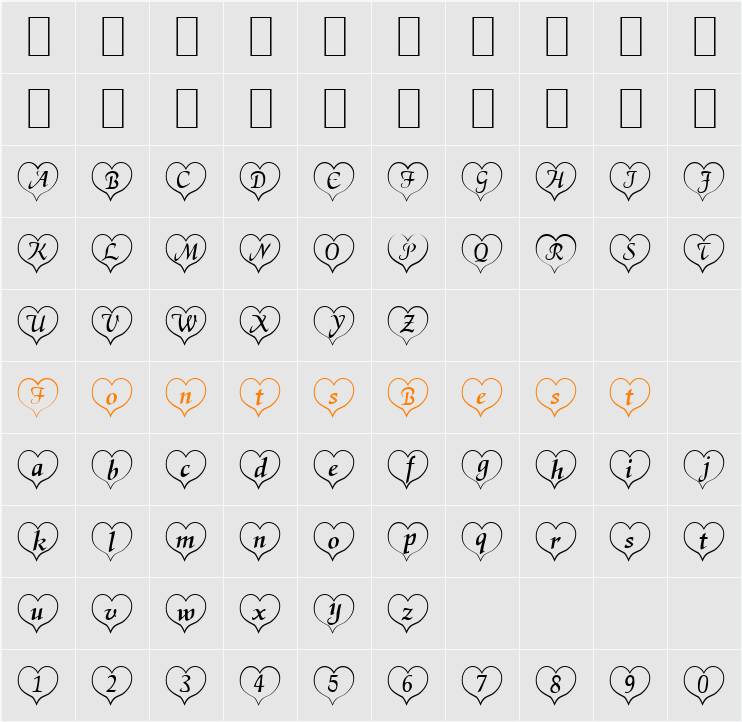 HeartWhite Becker Character Map