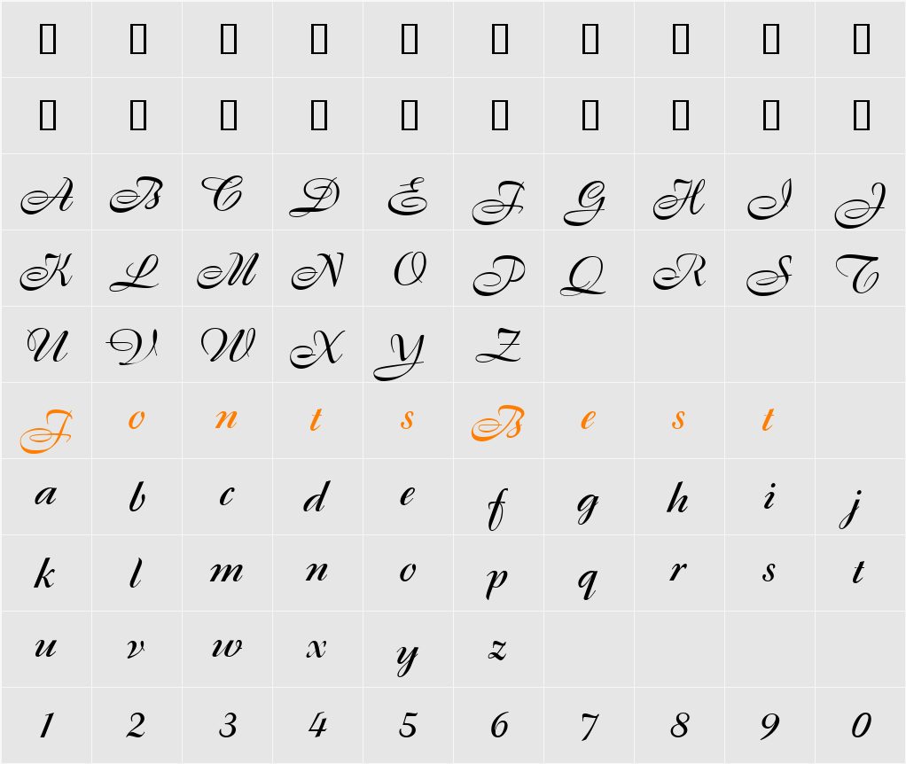 FrancineHmkBold Character Map