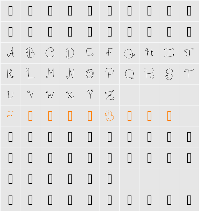 Shrimp FancyCaps Character Map
