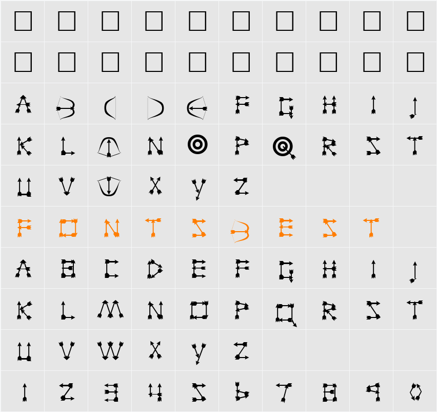 Zarrow Character Map