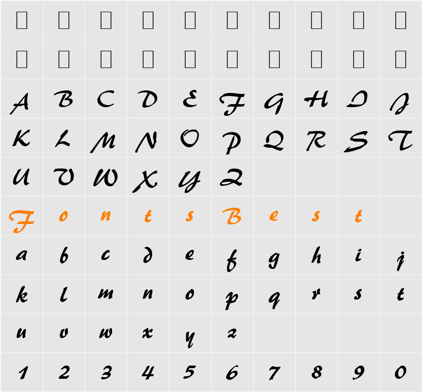 Script-P650 Character Map