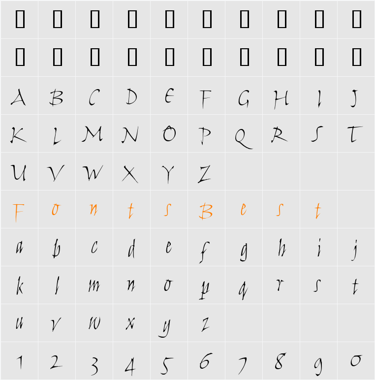 Humana Script ITC TT Character Map