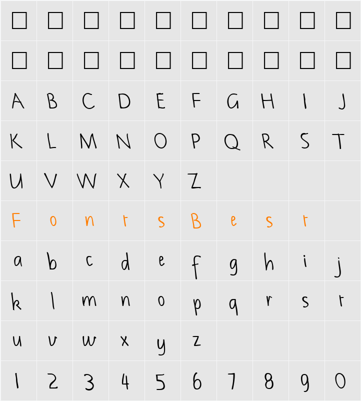 NotehandLefty Character Map
