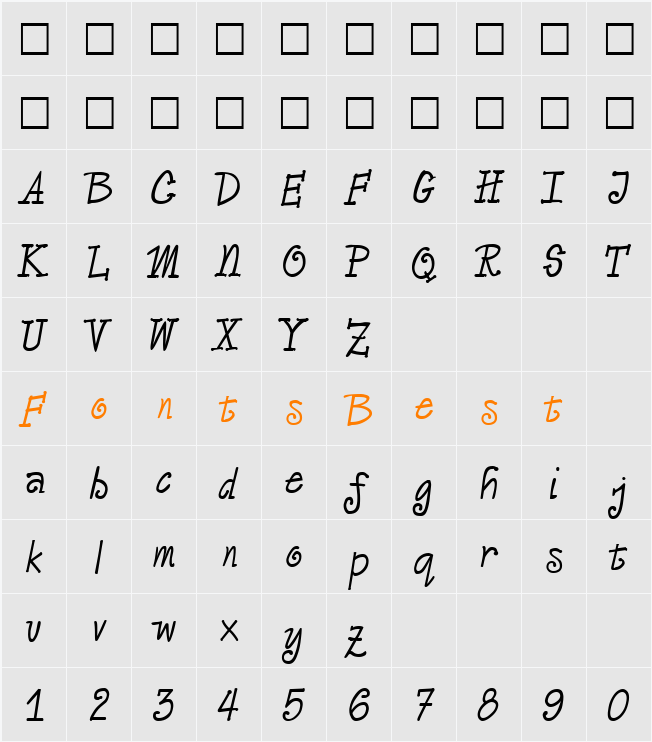 VERONICA Character Map