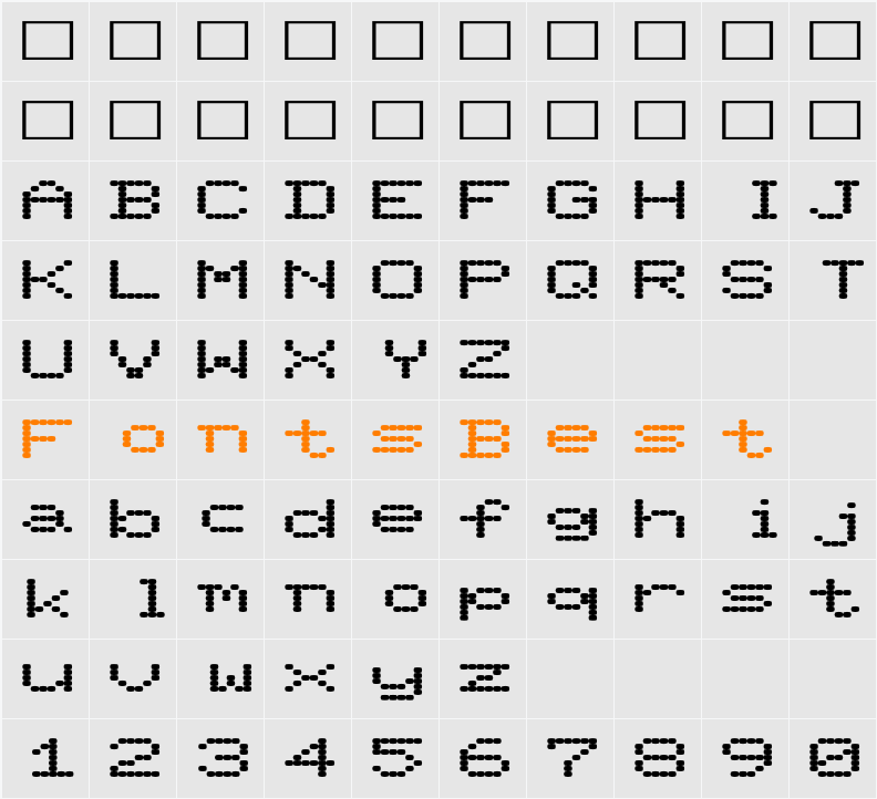 Pixel_Screen_Font-Light Ex Character Map
