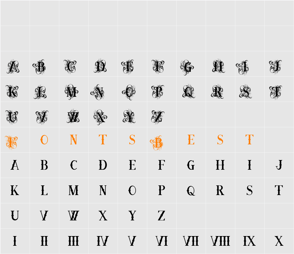 Ornamental Versals Black Character Map