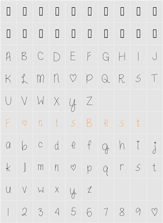 teenage girl font Character Map