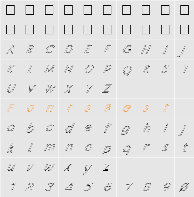 FZ BASIC 11 HOLLOW ITALIC Character Map
