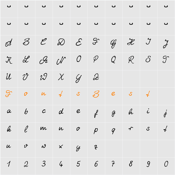 Handschrift MARTIN Character Map