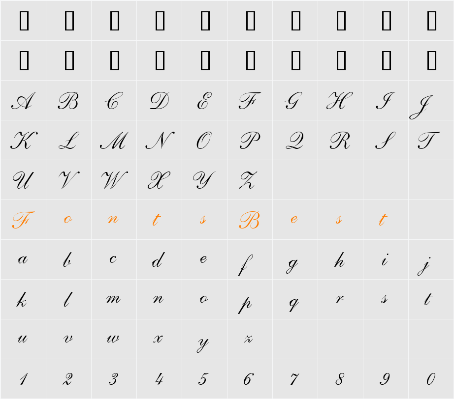 PenTweaksTwoSSi Character Map