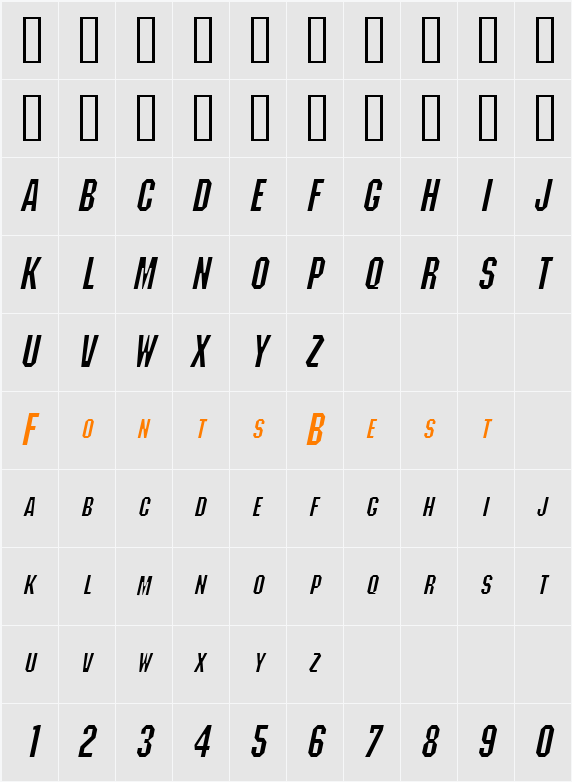 Block Condensed Character Map