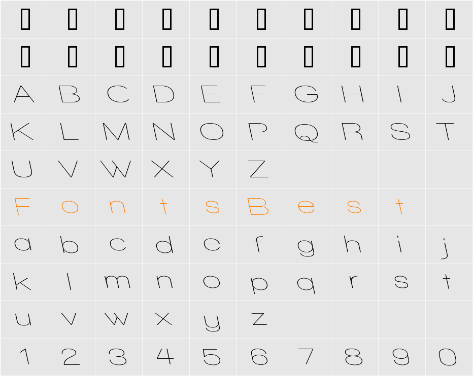 Walkway Expand RevOblique Character Map