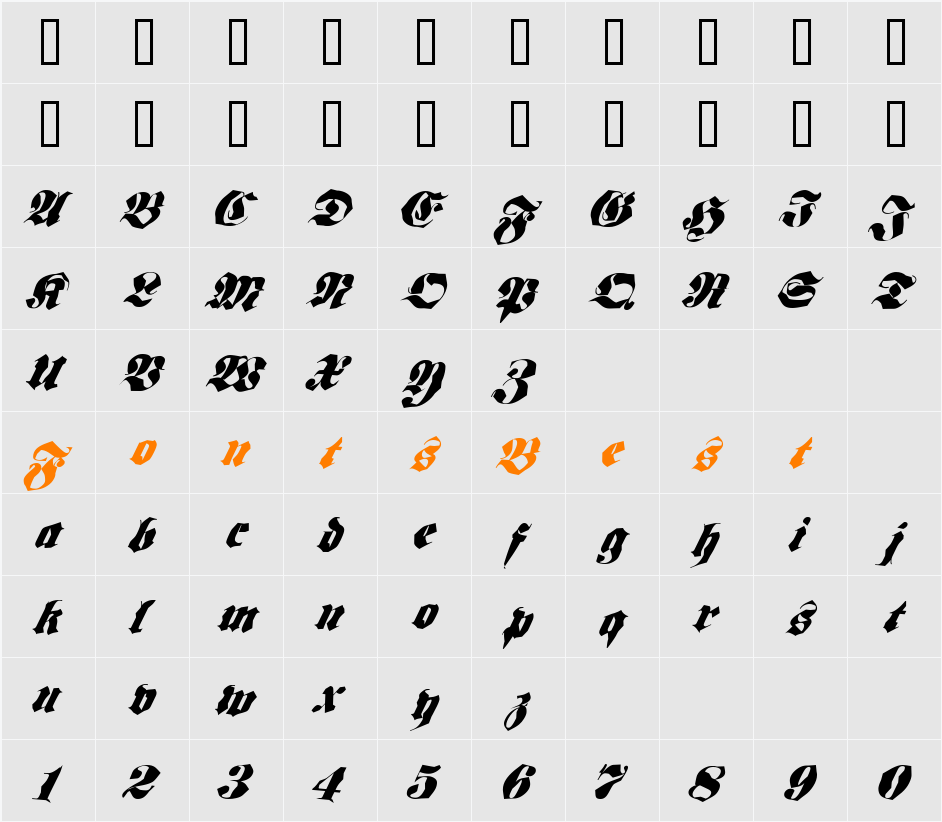Frakt Character Map