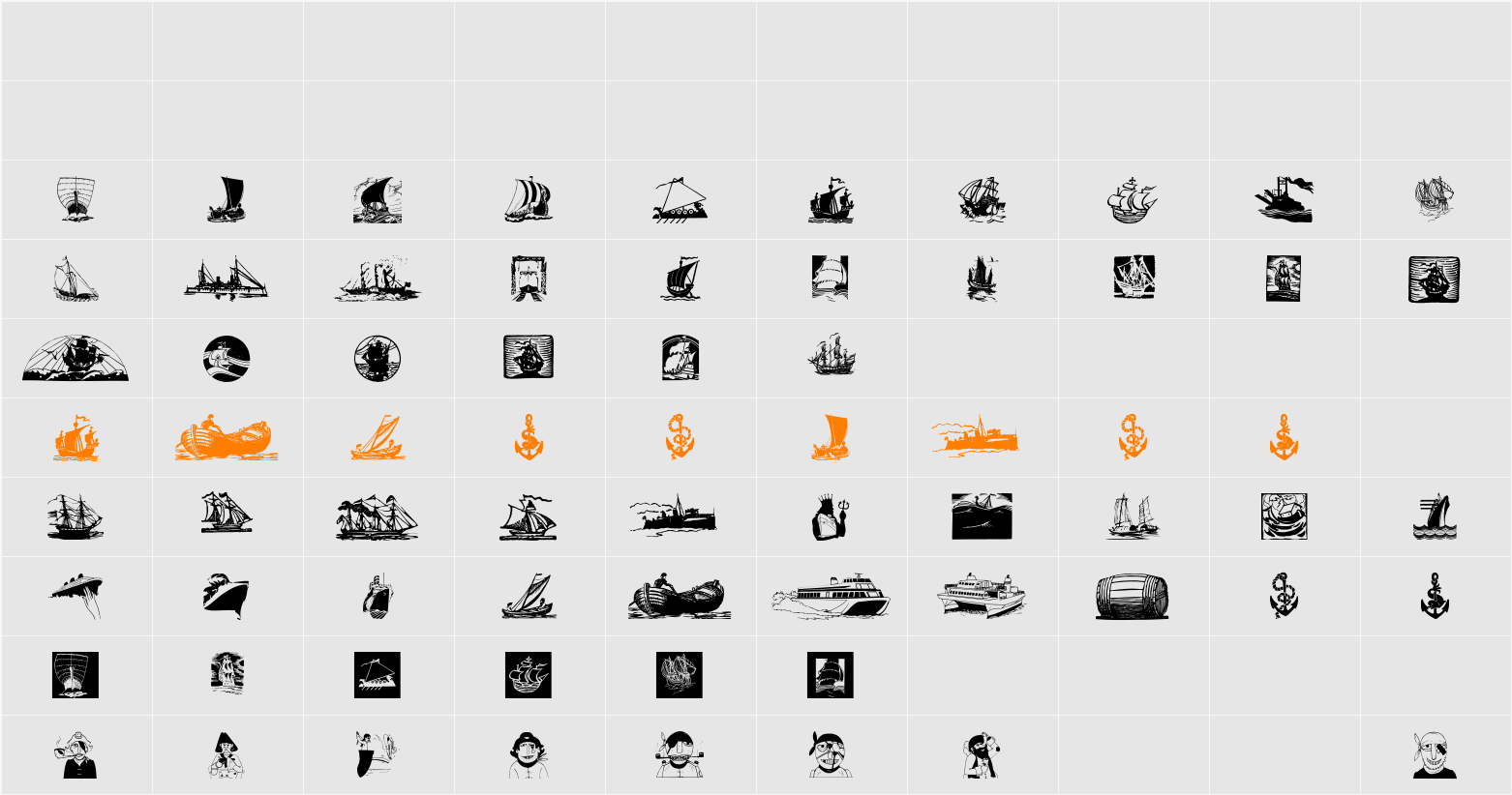ShipsNBoats Character Map