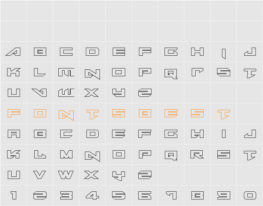 Tarrget Outline Character Map