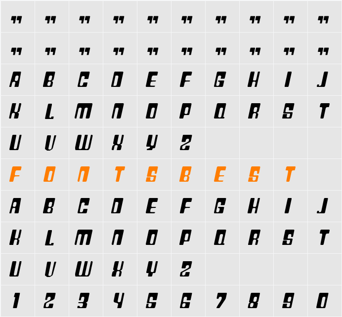 Plastic No.20 Character Map