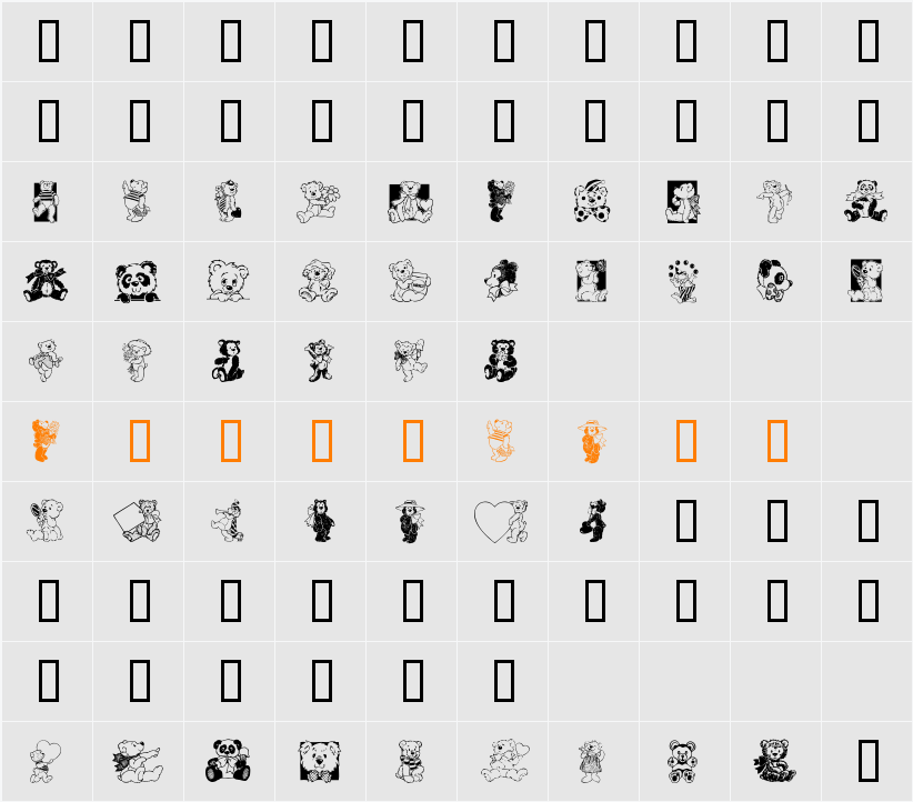 Teddyber V1.1 Character Map