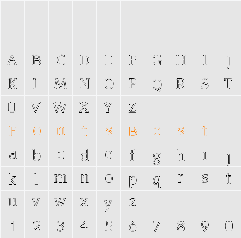 KevinBeckerOutline-Light Character Map