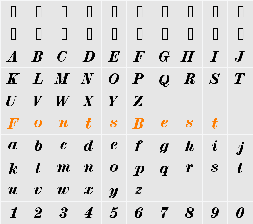 LuciaDisplaySSi Character Map